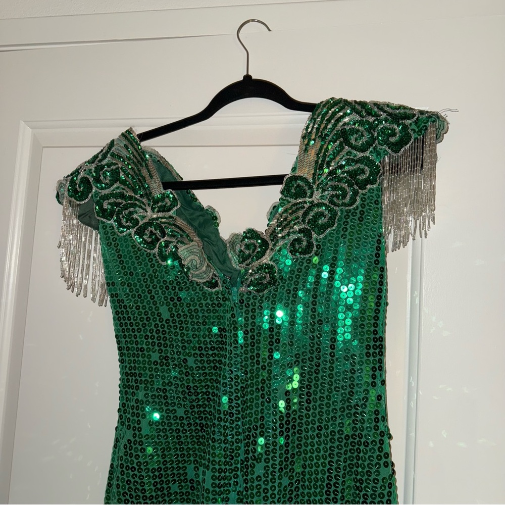 Green Sequin Fringe Dress